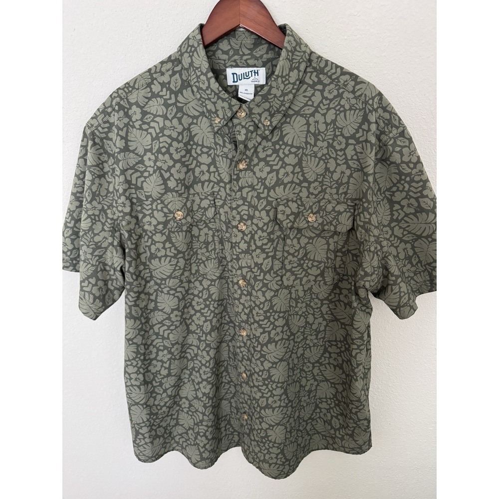Duluth Trading Breezeshooter Shirt Performance Relaxed Green XL Vented Floral